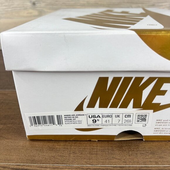 Air Jordan 1 Retro High OG Metallic Gold Womens Size 9.5 White FD2596 107 - Picture 10 of 10